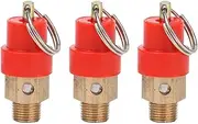 Baxnore 3 Pack 8KG Brass Safety Relief Valve, Pressure Release Regulator for Air Compressor Systems, Spring Type Air Control Valve with G1/8 or G1/4 Thread Options (G1/4'')
