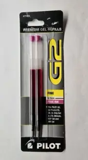 PILOT G2 Gel Ink Refills For Rolling Ball Pens, Fine Point, Pink Ink, 2-Pack