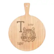 Letter T Is For Tiger Pizza Board Paddle Wooden Funny Animal