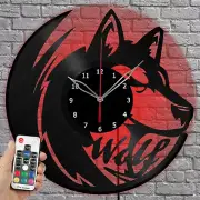 LED Vinyl Clock Wolf Light Vinyl Record Wall Clock Home Decor 1592