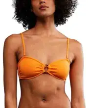 Roxy X1721 Womens Color Jam Ring Bandeau Bikini Swim Top Bra, Tangelo, L