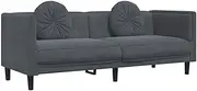 [vidaXL] Dark Grey Velvet 3-Seater Sofa with Cushions/Settee - Comfort Upholstery Couch for Living Room - Modern Design with Sturdy Legs - 193.5 x 77 x 70 cm