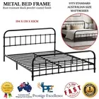 Metal Bed Frame Double Size Bed Base Platform Railing-style Black Powder Coated