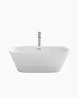 Freestanding Bath 1700 Acrylic White Round Modern Bathtub with Overflow NEW