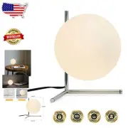 Compact Chrome Desk Lamp with Glass Globe Shade for Sophisticated Lighting