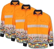 [Generic] 3-Pack High Visibility(Hi-Vis) Orange Safety Shirts for Men & Women – Long Sleeve Workwear with Pockets,Breathabel,Durable, for Construction & Outdoor Use
