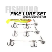 1 X Pike Stinger Fishing Rig Treble Hook Center Pin Connector Corkscrew Stingers