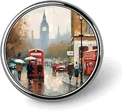 [FZMVSQH] London Impression Printed Round Button Pin Badges Metal Pinback Buttons 1 Inch Pins for Hat Shirt Clothing Bags Decoration, Circular, Aluminum, Circular, Aluminum