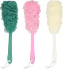 3 Pcs Shower Ball Mesh Pouf, Back Scrubber Loofah with Long Handle Bath Brush...