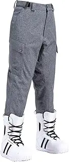 QIULAO Ski Trousers with Beam Legs, Warm and Thin Snow Pants for Men and Women, Wear-Resistant and Breathable Winter Outdoor Pants (Color : Light Gray, Size : L)