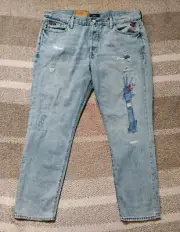 Polo Ralph Lauren Jeans Women Size 31 The Avery Boyfriend Patchwork Embroidered