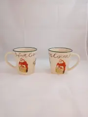 Cookies For Stanta Set of 2 Mugs Made in ITALY Santa Claus Christmas Elegant!