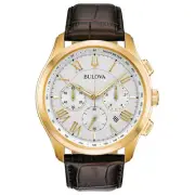 Bulova Men's Classic Wilton Brown Leather Strap Watch | 46.5mm | 97B169