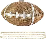 [GripIt] Bling Rhinestone Football Shaped Rugby Quirky Bag Purse Shoulder Handbag with Crystal for Women Girls