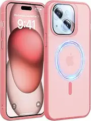 Degeca for iPhone 15 Case, Military Grade Drop Protection, Compatible with MagSafe, Built-in Stash Stand & Camera Lens Protector, Magnetic Phone Case 6.1", Chalt Pink