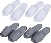 VINTORKY 4 Pairs Portable Folding Slippers Slides Men White Slippers for Guests Hotel Home Hello Men Indoor Multipack