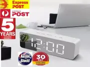 Smart Digital Alarm Clock Time Temperature Snooze Mirror LED Display Modern Deco