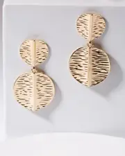 Gold Flat Leaf Drop Earrings