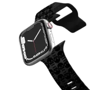 Apple Watch Series 7-9 (41mm) Impact Band SKULL IN THE CROWD, BLACK WATCH BAND - HALLOWEEN SKULLS SPOOKY SKELETON BLACK WHITE CREEPY PATTERN By Ebi Emporium