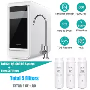 SimPure Q3-600 GPD Reverse Osmosis Tankless RO Water Filtration System+3*Filters