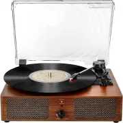 Vinyl Record Player - Vintage Style Belt-Driven Turntable w/ Speakers Bluetooth
