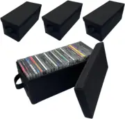 CD Storage Boxes (4 Pack) Durable CD Case Organizer with Lid, Disc Container