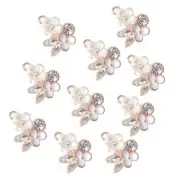 10Pcs Rhinestone Flower Pearl Buttons Flatback Charms DIY Phone