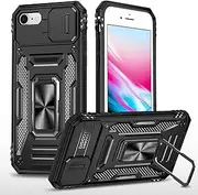 Ylzhe for iPhone 7 Case/iPhone 8 Case, 360° Rotatable Ring Magnetic Kickstand, Heavy Duty Shockproof Protective Case for iPhone 7 iPhone 8 Black