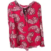 St. John's Bay NWT Women's Rumba Red Paisley Rayon Floral Blouse Size Large