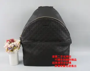 ☆優買二手精品名牌店☆ GUCCI 246414 GG logo 字紋 咖啡 壓紋 全皮 後背包 背包 雙肩背包 美品II