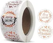 500 Pcs Christmas Label Stickers Roll - 1 Inch Round Merry Christmas Roll for Holiday Envelopes, Card Gift Tags, Xmas Party Supply Decorations