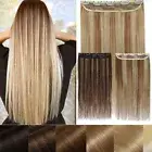 Invisible Clip In Real Remy Human Hair Extensions 3/4Full Head One Piece Weft L3