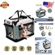 Small Soft Dog Kennel - 24" Collapsible Crate with Fleece Mat & Adjustable Strap
