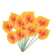 10Pcs 13" Artificial Anthurium Lily Flowers Floral Bouquet Decor, Dark Orange