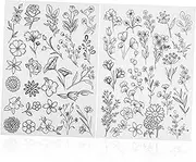 Angoily 2Sheets Water Soluble Embroidery Pattern Floral Stencils for Hand Sewing Machine Embroidery Versatile Non Woven Fabric for Creative Projects Repairs
