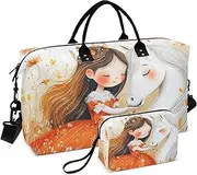 [ZRYSMY] Duffel Bag for Traveling, Horse Crown Cute Travel Bag Gym Bag, with Multiple Interior Pockets Shoulder Weekender Bag for Women Men with Toiletry Bag 20.5L x 1.9W x 13.8H, Multi-Colored, one