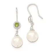 Sterling Silver Peridot FW Cultured Pearl Drop Earrings