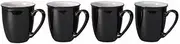 Denby - Elements Black Coffee Mug Set of 4-330ml Stoneware Ceramic Tea Mug Set for Home & Office - Dishwasher Safe, Microwave Safe - Black, White - Chip Resistant