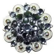 93HS Set Of 32 Black Daimond Crystals Berry Concho Rhinestone Headstall Saddle