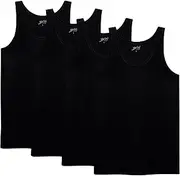 [Brix] Men's Tank Top Undershirts - 100% Cotton Multipack Tagless Shirts., Black 4 Pack, Small