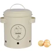 Esschert Design Onion Storage Tin Organiser Food Container 19.6m Cream