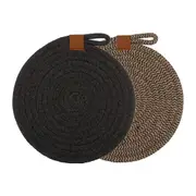 Ladelle Nash Set Of 2 Rope Kitchen Trivets Charcoal Hot Pot Holder
