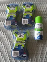Schick Xtreme 3 Ultimate razors x 3 packs = 12 RAZORS + free bonus shaving gel
