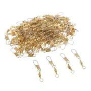 100pcs Fishing Rolling Barrel Swivel Interlock Snap Solid Rings