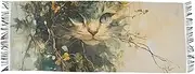 [AIXIWAWA] Floral Cat Art Women's Pashminas Scarf, Shawls Wrap Lightwight Tassel for Evening Dress Dinner Party, Multicolor