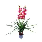 100cm Faux Artificial Home Decor Potted Cymbidium-Red/White White