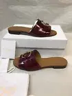 C Crocodile Embossed Leather Siena Slide Flat Mule Sandals CH32132D -RED SZ 37.5