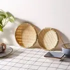 Flat Wicker Bamboo Woven Basket 23CM Storage Tray Food Organizer Food Storage