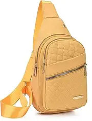 [Generic] Solid Color Quilted Fanny Pack, Casual Cross Body Bag for Women Men, Chest Bag Daypack (Yellow)