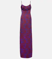[Dries Van Noten] Dries Van Noten Dirios floral jacquard maxi dress AU 10 burgundy